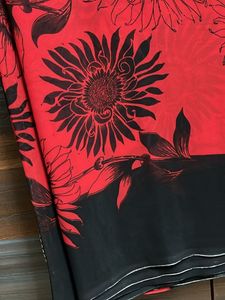 beautiful saree red and black shade flower print