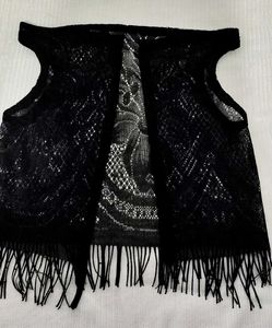 Black Fringe Knit Cover-Up 💝