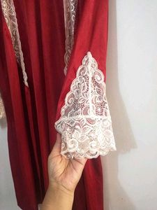 Red Lace Trim Robe