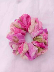 Pink Floral Scrunchie