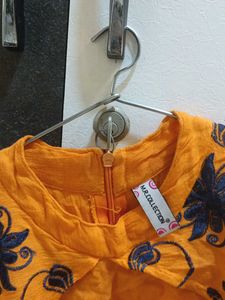 Orange Embroidered Top