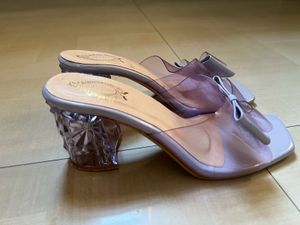 Lavender Bow Heeled Mules