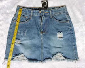 Distressed Denim Mini Skirt