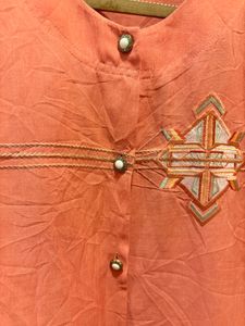 Vintage Coral Embroidered Top