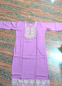 Lavender Embroidered Kurti Xl Size