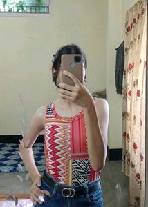Patterned Sleeveless Top from Brand- AND (Size- L)