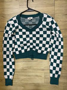 ONLY Green Checkered Cropped Top