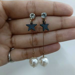 Star & Pearl Dangle Earrings