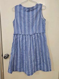 Zink London Blue Embroidery A-Line Dress