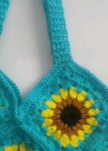 Crochet Sunflower Tote Bag