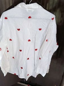 De&#39;four White Heart Print Shirt