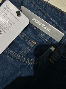 Men&#39;s Indigo Blue Washed Straight Fit CargoJeans
