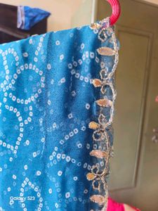 Sky blue Shaded Bandhani Saree (New)
