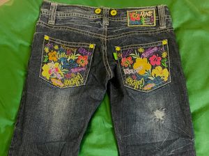 Flower Embroidery Denim Jeans