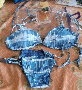 Blue &amp; White Bikini Set