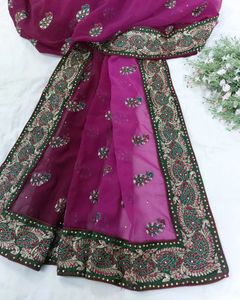 Magenta Gradient Georgette Saree