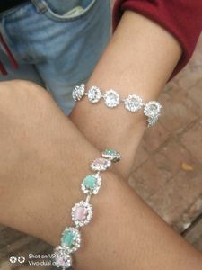 Rhinestone and Pastel Gem Bracelets - Set of Two