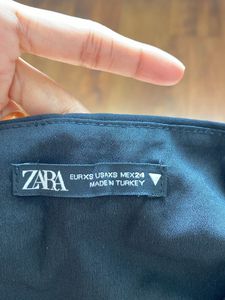 Zara Black Mini Dress With Puff Sleeve Detail