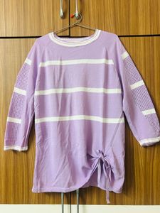 💜Lilac Striped Top With Side Knot💜