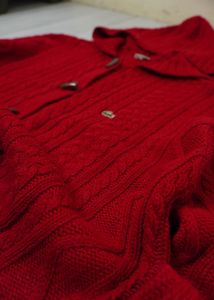 Red Lacoste Hooded Cardigan