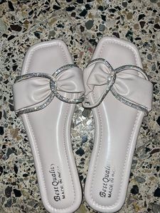 Rhinestone Bow Slide Sandals