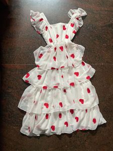 Heart Print Ruffle Dress