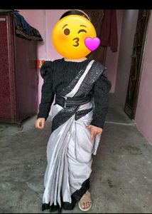 Girls' Silver Saree