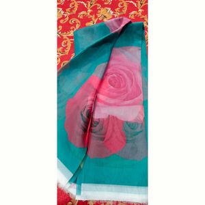 Floral Print Organza Saree