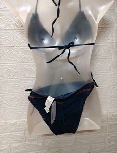 Fresh Unused 3 Piece Denim Bikini Set