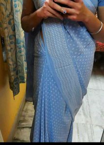 Sky Blue Printed Saree
