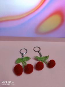 Crochet Cherry Keychains