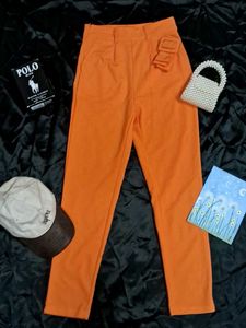 Orange High-Waisted Trousers