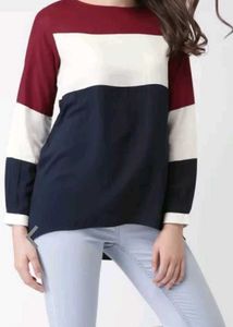 Harvard Navy &amp; White Colourblocked Top