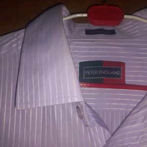 Peter EnglandShirtLavender White Striped Full Slee