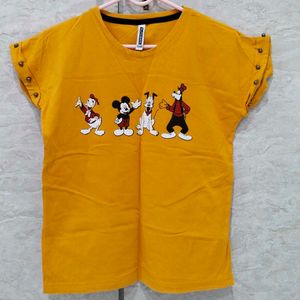 Cartoon Print  Yellow T-shirt