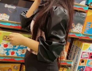 Black Faux Leather short Jacket/shirt