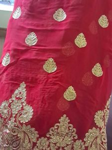 Green-Red Party Saree with Blouse (36)