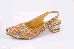 Elegant Gold Embellished Slingback Heels