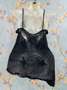 Y2k Beaded Black Butterfly Cami