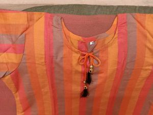 Brand New Striped Orange Women's Kurta