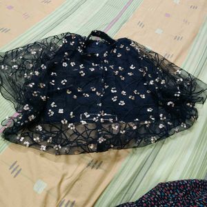 Black Crop Top With Ponchu