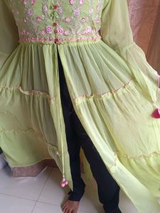 Green Embroidered Tiered Maxi Dress