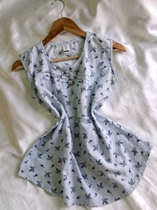 Vintage Leaf Print Sleeveless Top