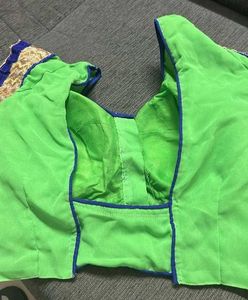 Beautiful Green Padded Blouse FRONT Open