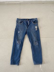 Men’s Distressed Blue Denim Jeans