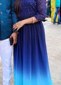 Elegant Blue Ombre Maxi Dress