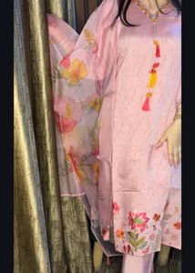 Pink embroidered party wear Kurta Set