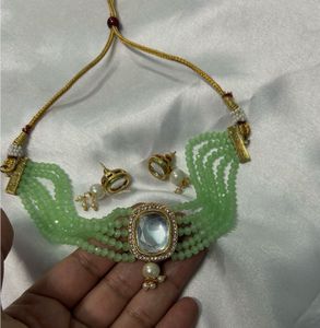 2in1 Green Beaded Necklace Set