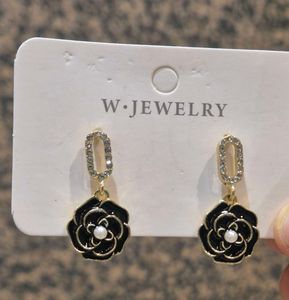 Black Rose Drop Earrings