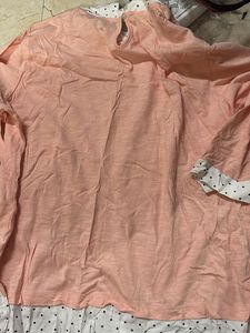 Peach Top with Polka Dots